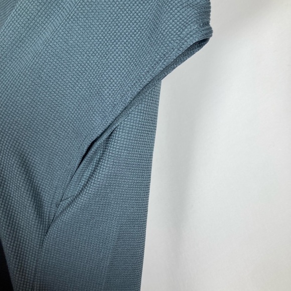 🎄NWT HALARA V-neck Romper Dusty Blue Sz L Casual Chic Minimalist Monochrome - Picture 7 of 10